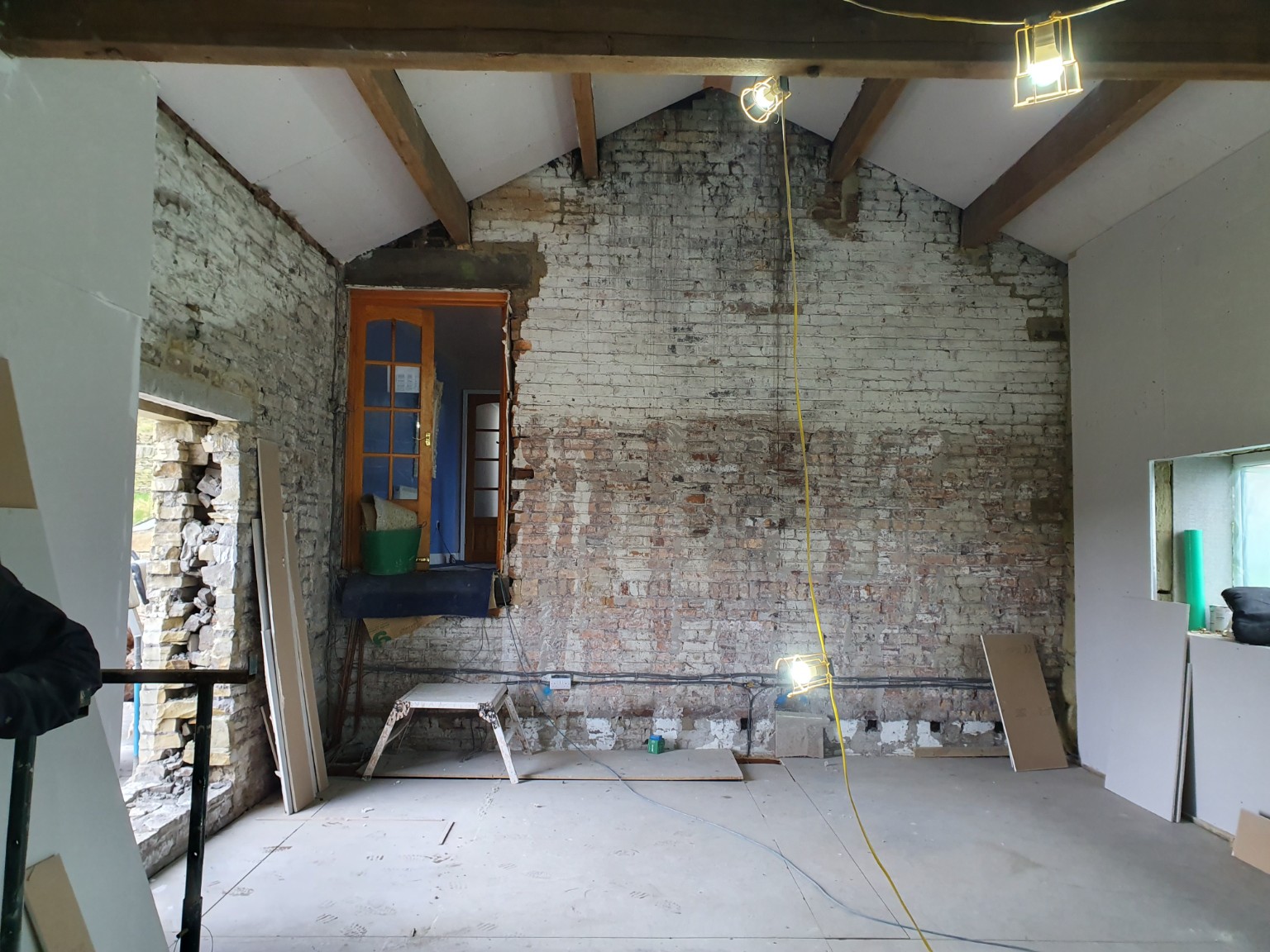 Barn beam room before plastering