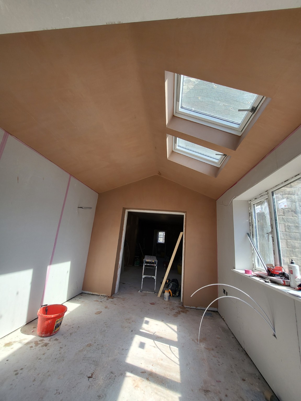 Freshly plastered room