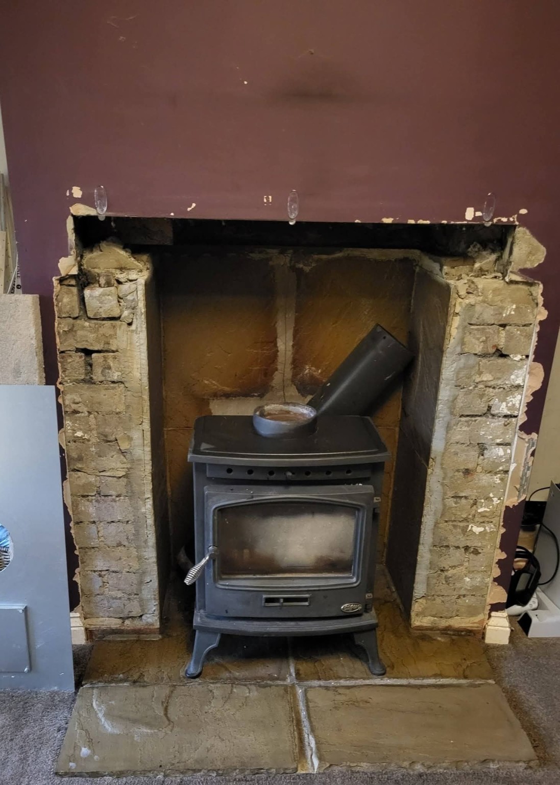Fireplace before plastering