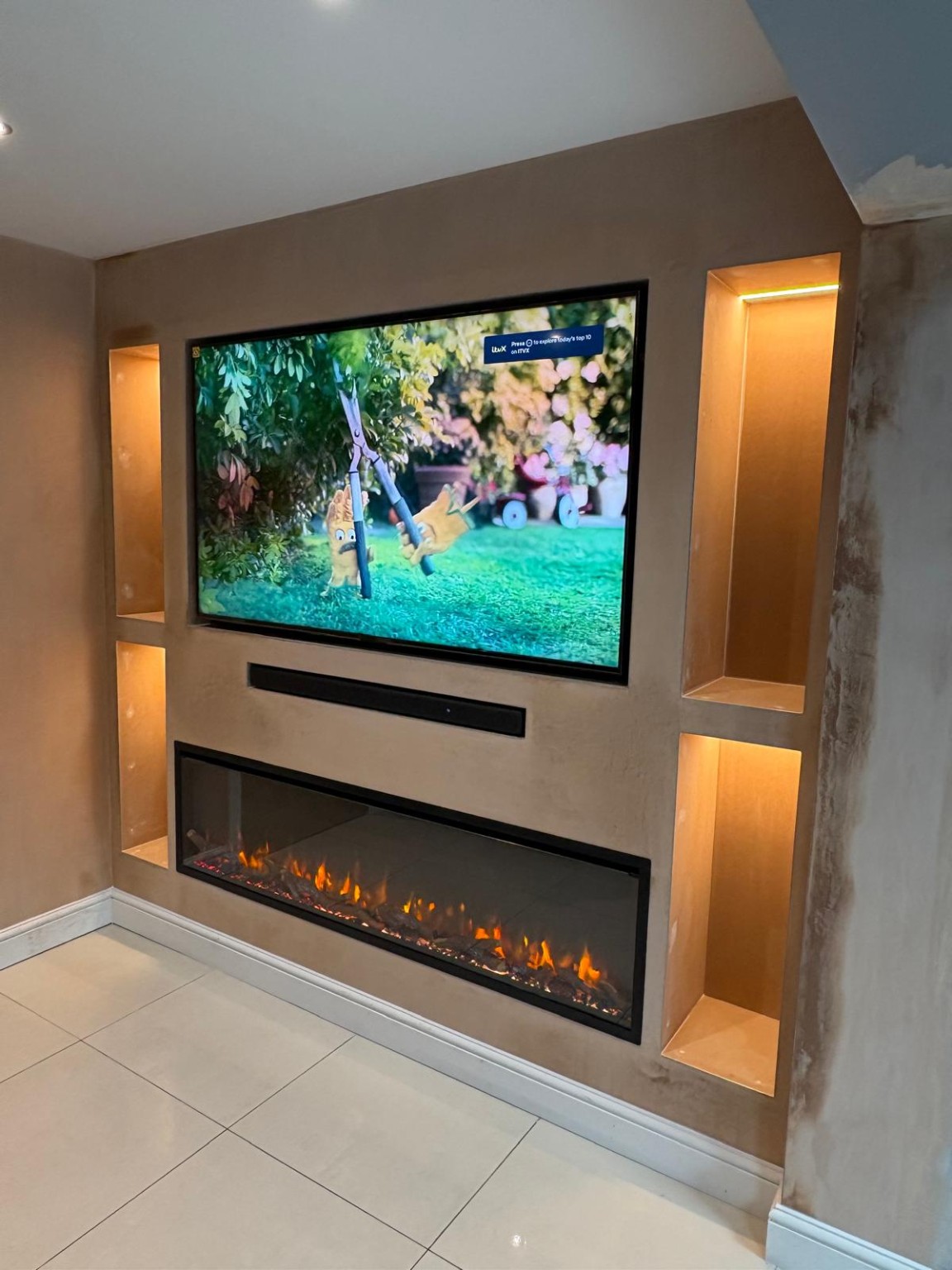 Media wall before decorating